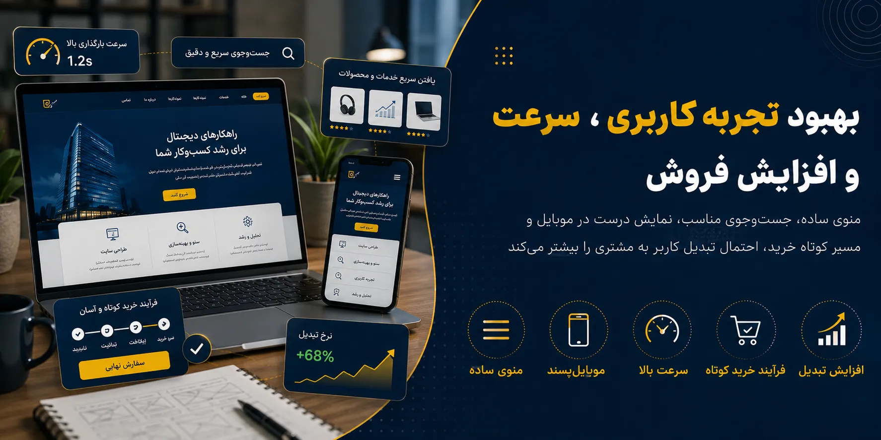 حفظ کاربران با سرعت و نمایش مناسب در موبایل